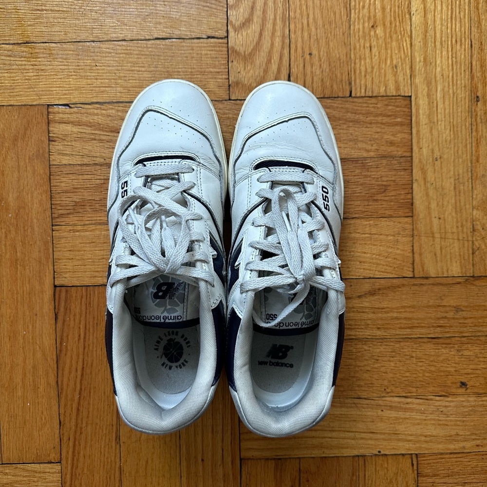 New Balance Men's White and Navy Athletic Sneakers